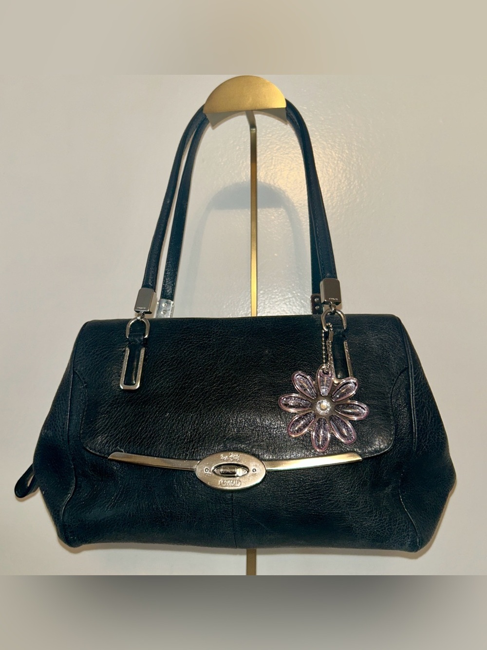 Coach Madison Madeline East/West Satchel Floral COACH Charm!